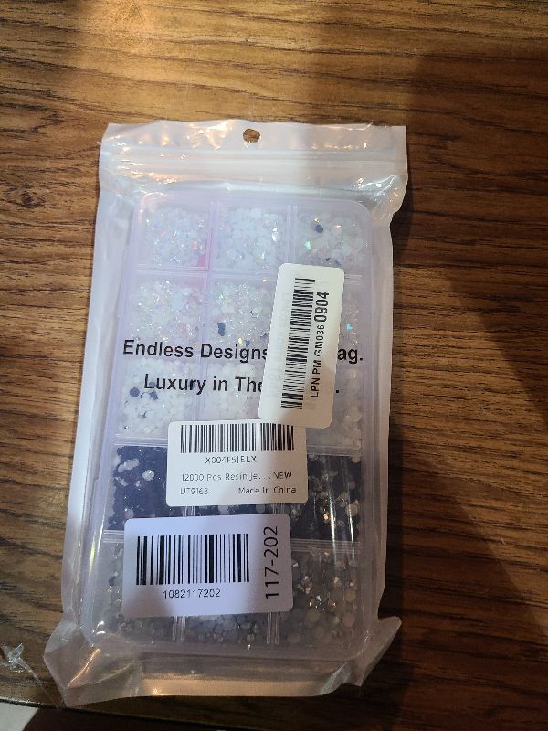Photo 1 of 12000 Pcs Resin Jelly Rhinestones for Crafting, Multi Sizes Flatback White Black Gems, Resin Rhinestones Bedazzling Crystal with Pickup Tool for DIY Crafts Clothing Shoes Fabric Nail Art