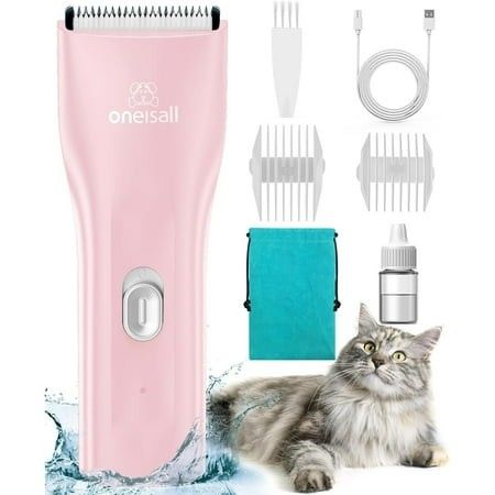 Photo 1 of  Oneisall LGL006 Cat Grooming Clippers Cordless Quiet Cat Clippers for Cat Matted Hair - Pink 