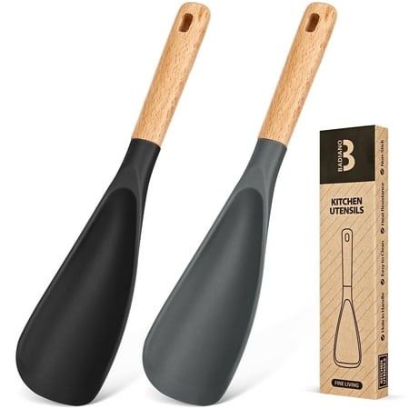 Photo 1 of Badiano Cooking Spoon for Nonstick Cookware Silicone Spoon Set for Mixing Scoop Scrape 2 Pcs BG