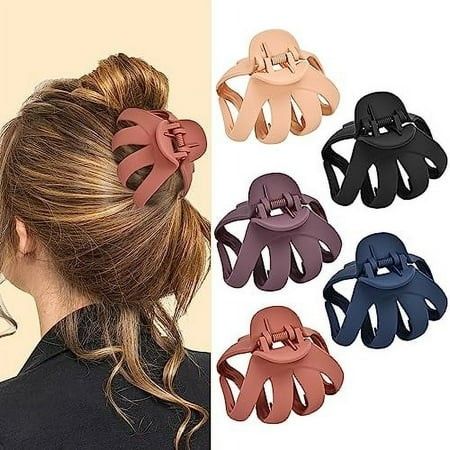 Photo 1 of  Lolalet Octopus Hair Claw Clips 5 Pack Non-slip Jaw Clips Medium Hair Clamps for Thick Curly Long Hair Wide Grip Hair Accessories for Women Girls -S 