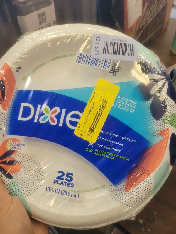 Photo 1 of Dixie Disposable Paper Plates 10 Multi-Color 25 Count