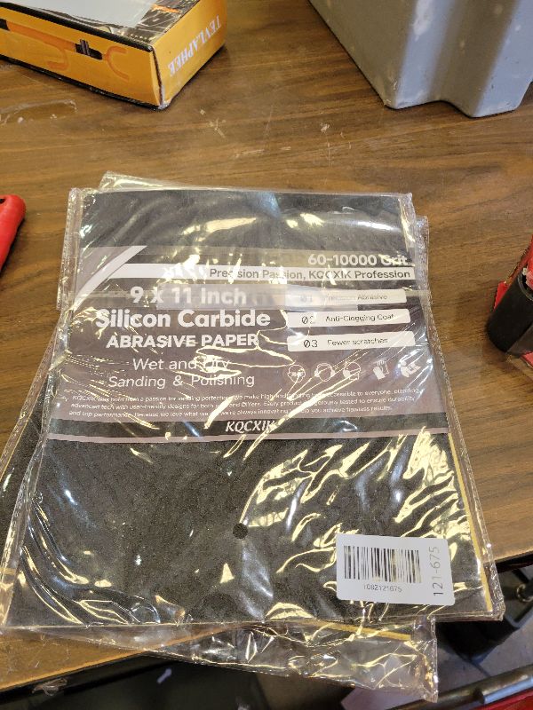 Photo 1 of 12-Sheet 120 Grit Wet Dry Sandpaper, 9 x 11 Inch Sand Paper Silicon Carbide Abrasive Sanding Sheets for Woodworking, Automotive and DIY Projects