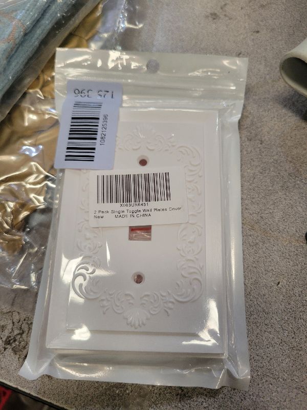 Photo 1 of 2 Pack Light Switch Cover Plate, Toggle Modern Decorative Outlet Covers Wall Plates, Petal Relief Design Classic Style Pure White (Mid-Size Single Toggle)