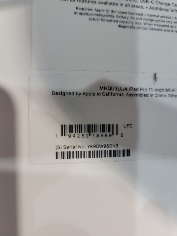 Photo 1 of *FOR PARTS* READ CLERK NOTES 2021 Apple 11-inch iPad Pro (Wi-Fi, 256GB) - Space Gray