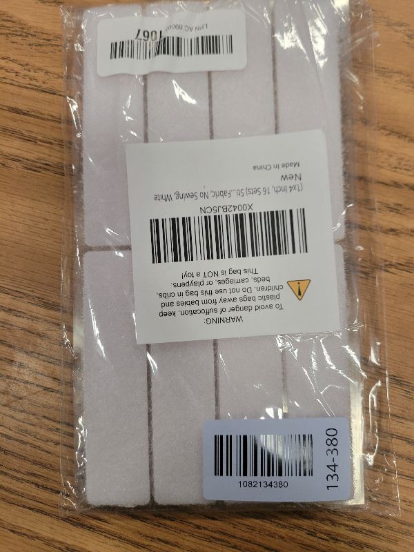 Photo 1 of (1x4 Inch, 16 Sets) Strips with Adhesive for Fabric, No Sew Stick On for Fabric, Sticky Back for Clothes, Curtains - Heavy Duty Double Sided Hook and Loop Hem Tape Fasteners, No Sewing No Iron, White