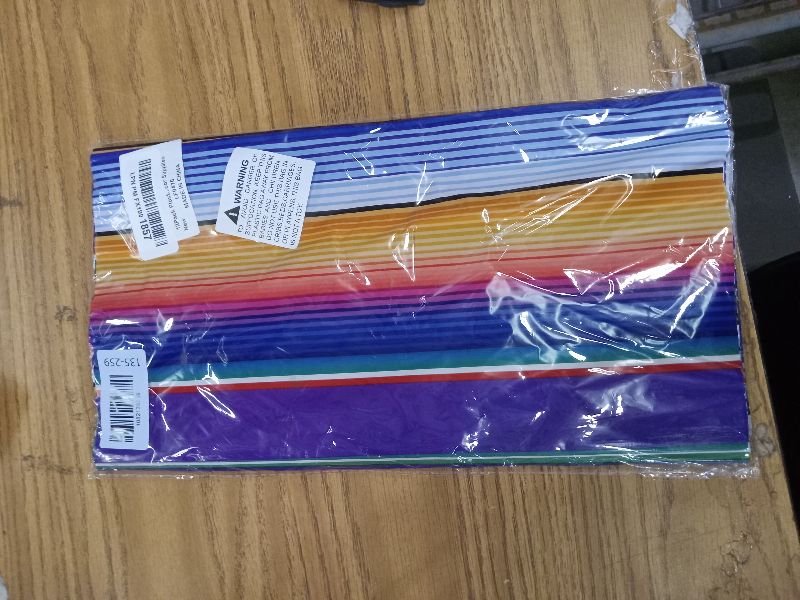 Photo 1 of 12Pack Plastic Mexican Table Runner Disposable Fifth of May Mexican Serape Table Runner 14 x 84Inch Purple Striped Table Cover for Dinning Table Fiesta Party Day of The Dead Taco Party Decor Supplies
