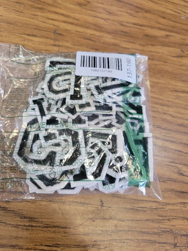 Photo 1 of 104pcs Black Iron on Letters Patches, Embroidery Fabric Letters Applique Patch for Clothing, Jackets, Jeans, Hats, Backpacks, Socks