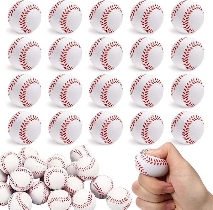 Photo 1 of 20 PCS Mini Baseball Stress Balls, Foam Baseball Sports Balls, Small Squeeze Stress Relief Baseballs for Gifts, Goodie Bags Stuffers, Sport, Birthday, Party Supplies (White-Baseball)