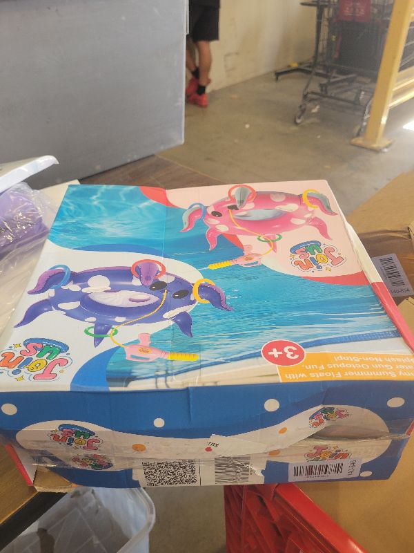 Photo 1 of 1 Pack Octopus Kids Pool Floats with Water Gun & Ring Toss Game, Summer Swimming Inflatable Pool Toys for Kids Ages 3-8, Outdoor Beach Water Play Gifts for Toddlers (Blue & Pink)