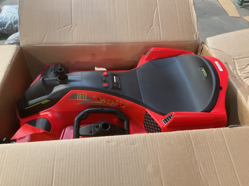 Photo 1 of 12V Ride on Drift Car,Kids Electric Drifting Go-Kart High/Low Variable Speed with 5 Wheels,Built-in Music,Front+Tail LED Light,Low-Power Alarm(Red)