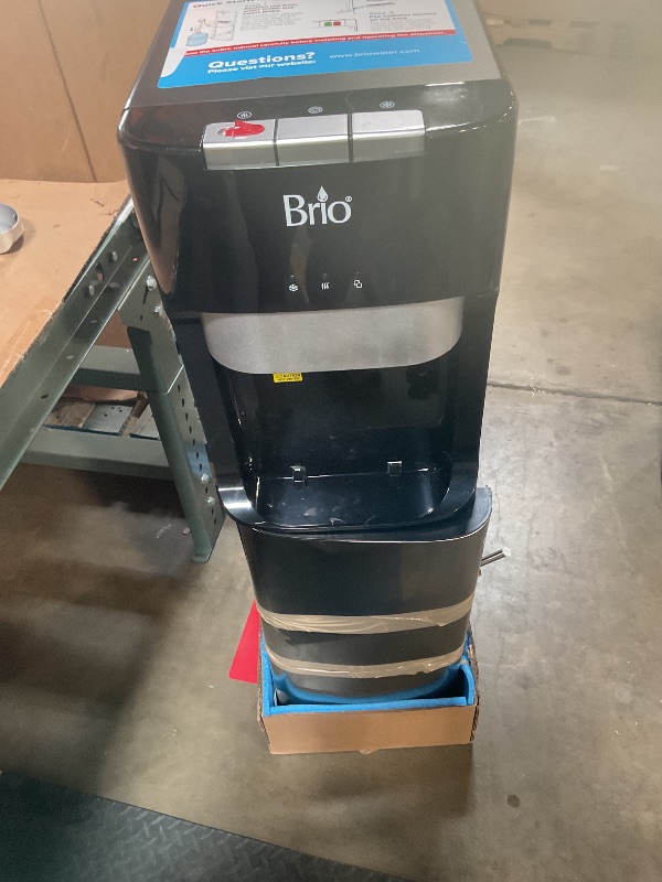 Photo 1 of **FOR PARTS ONLY/ BROKEN*** Brio Bottom Loading Water Cooler Dispenser for 5 Gallon Bottles - 3 Temperatures with Hot, Room & Cold Spouts, Child Safety Lock, LED Display with Empty Bottle Alert, Stainless Steel