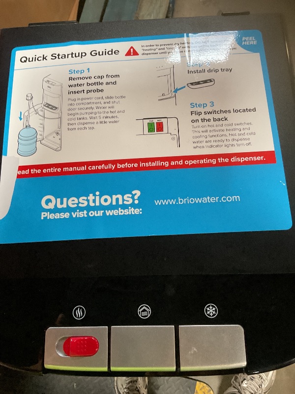 Photo 1 of **FOR PARTS ONLY/ BROKEN*** Brio Bottom Loading Water Cooler Dispenser for 5 Gallon Bottles - 3 Temperatures with Hot, Room & Cold Spouts, Child Safety Lock, LED Display with Empty Bottle Alert, Stainless Steel