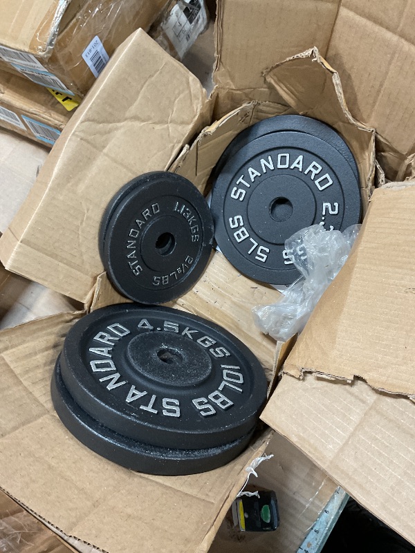 Photo 1 of **2x10 lb, 2x5lb, 2x2 1/2 lb** 1 Inch Standard Barbell Weight Plates and Bar Set, 5 FT Barbell Bar and 85 LB(2.5-25 LB) Barbell Weight Set for Home Gym Strength Training, Deep Grip Edge