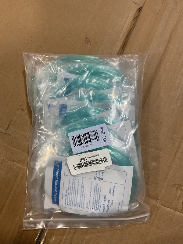 Photo 1 of 10 Pack High-Flow Ultra Soft Nasal Oxygen Cannula, Green Tubing and Each Individual Packing with Standard Connection 7 Ft