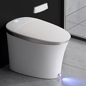 Photo 1 of **SELLING FOR PARTS.  Major damage to base. Most of  broken loose ceramic removed**EPLO Luxury Smart Toilet with Auto Open/Close, Foam Dispenser, ADA Comfort Height Heated Seat, Warm Water/Dryer, Modern Elongated Bidet Toilet with Night Light for Bathroom