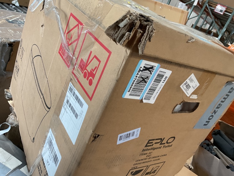 Photo 1 of **SELLING FOR PARTS.  Major damage to base. Most of  broken loose ceramic removed**EPLO Luxury Smart Toilet with Auto Open/Close, Foam Dispenser, ADA Comfort Height Heated Seat, Warm Water/Dryer, Modern Elongated Bidet Toilet with Night Light for Bathroom