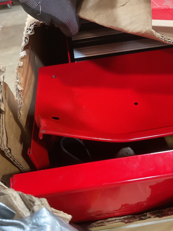 Photo 1 of ** color is red. Top corner bend damage **.**CRAFTSMAN Rolling Tool Chest with Drawers, Rolling Tool Box Utility Cart, Power Outlets and USB Port, Locking Steel Storage Cabinet, 4 Drawers, Supports up to 700 lbs., Red (CMST98276RB)