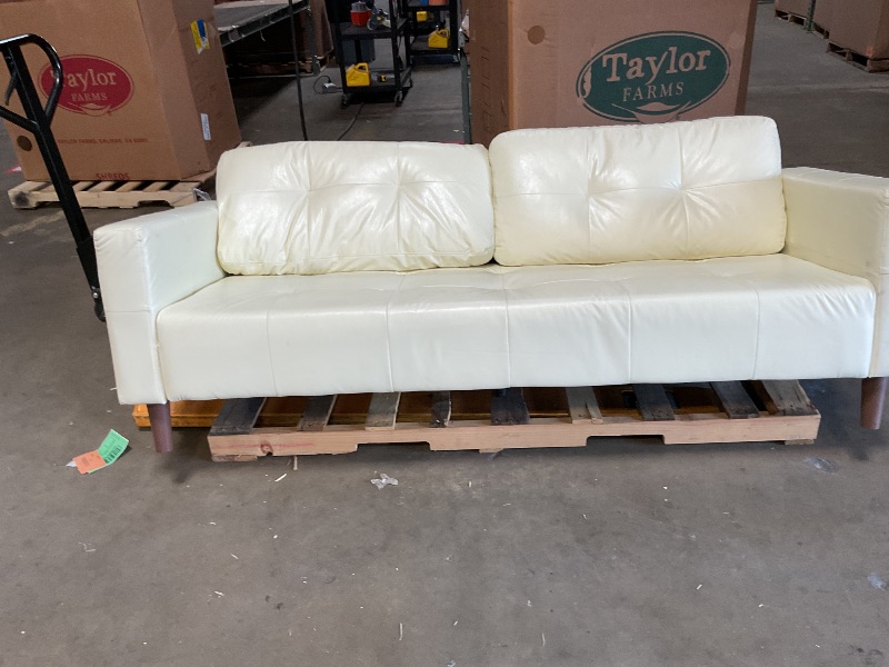 Photo 1 of *** WHITE COLOR AND NO PACKAGE***GarveeHome 3-Seater Sofa Couch, 83" Wide Faux Leather Sofa Couch with Spring Cushion, Modern Sofa with Deep Seats and 2 Removable Back Cushions, for Living Room, Apartment, Office, Modern Black