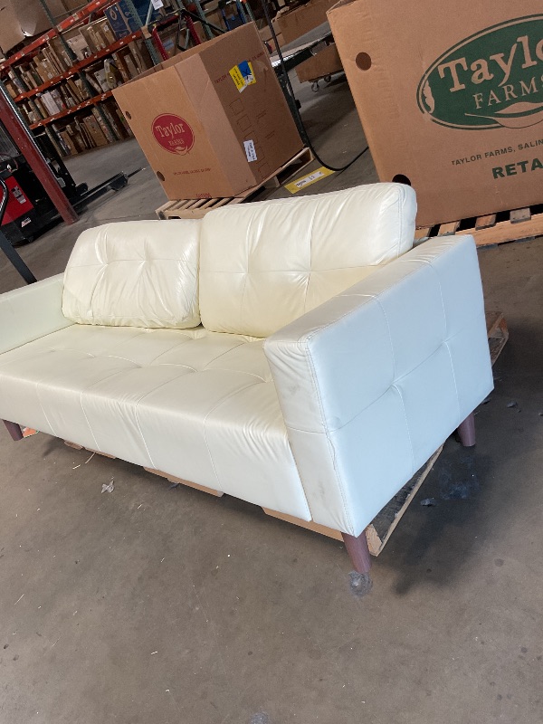Photo 1 of *** WHITE COLOR AND NO PACKAGE***GarveeHome 3-Seater Sofa Couch, 83" Wide Faux Leather Sofa Couch with Spring Cushion, Modern Sofa with Deep Seats and 2 Removable Back Cushions, for Living Room, Apartment, Office, Modern Black