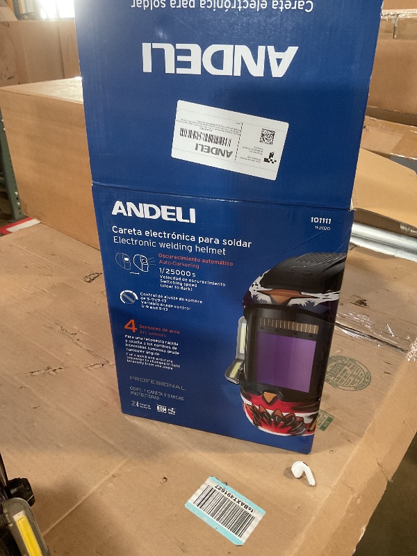 View 3 of ***Heavily used /has scratches / Dirty**** ANDELI Welding Helmet with 4 LED Light, 180° Panoramic 6 Arc Sensor True Color Auto Darkening Welding Hood with Internal Display, 2400mAh Rechargeable Battery for TIG/MIG/Cut/Grind MONERAE LED PRO