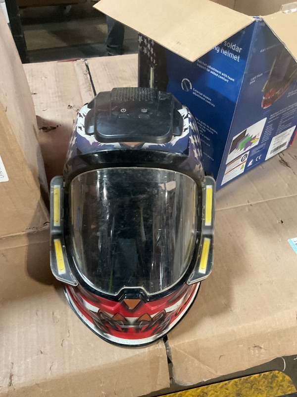 View 2 of ***Heavily used /has scratches / Dirty**** ANDELI Welding Helmet with 4 LED Light, 180° Panoramic 6 Arc Sensor True Color Auto Darkening Welding Hood with Internal Display, 2400mAh Rechargeable Battery for TIG/MIG/Cut/Grind MONERAE LED PRO