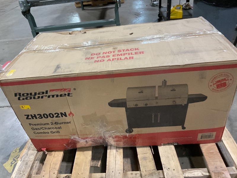 Photo 1 of **MAJOR DENT DAMAGE**Royal Gourmet ZH3002N Propane Gas and Charcoal Grill Combo, Dual Fuel BBQ Grill with 2 Side Shelves for Outdoor Patio Garden Backyard Barbecue, 20,000 BTUs, Silver & Black