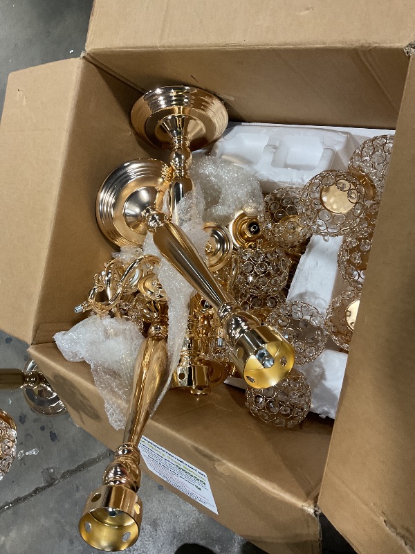 Photo 1 of **FOUR**BalsaCircle 25-Inch Tall Gold Crystal Candle Holder Candelabra - Wedding Party Dining Table Home Centerpieces Decorations