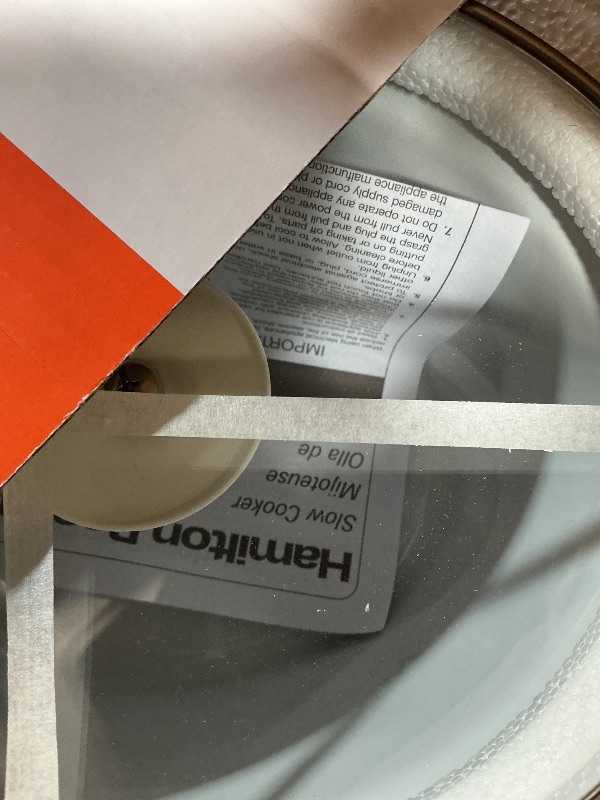 Photo 1 of ***FOR PARTS ONLY/ BROKEN*** Hamilton Beach 4-Quart Slow Cooker with 3 Cooking Settings, Dishwasher-Safe Stoneware Crock & Glass Lid, Stainless Steel (33140G)