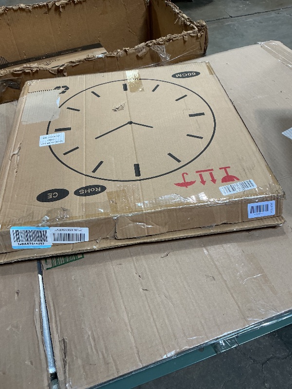 Photo 1 of ***1 OF THE HANDS ARE BENT*** Eruner 24 Inch Wall Clock Wood Round Silent Non-Ticking Clock,Large Rustic Farmhouse Blue Wall Clock with Battery Operated Vintage Decorative Clock for Living Room Kitchen Decor