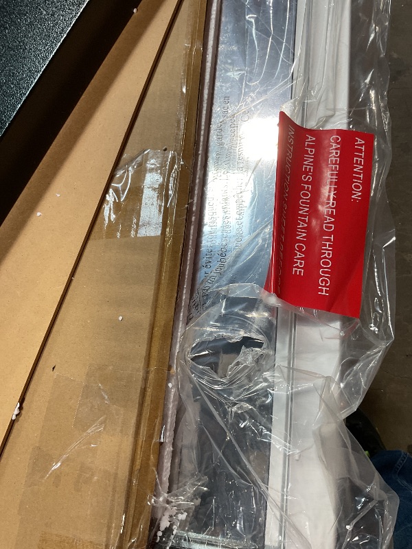 Photo 1 of **BOX 1 OF 2 MISSING BASE PIECE*** Alpine Corporation Mirror Waterfall Fountain with Stones and Lights - Zen Indoor/Outdoor Decor for Office, Living Room, Patio, Entryway - 72 Inches