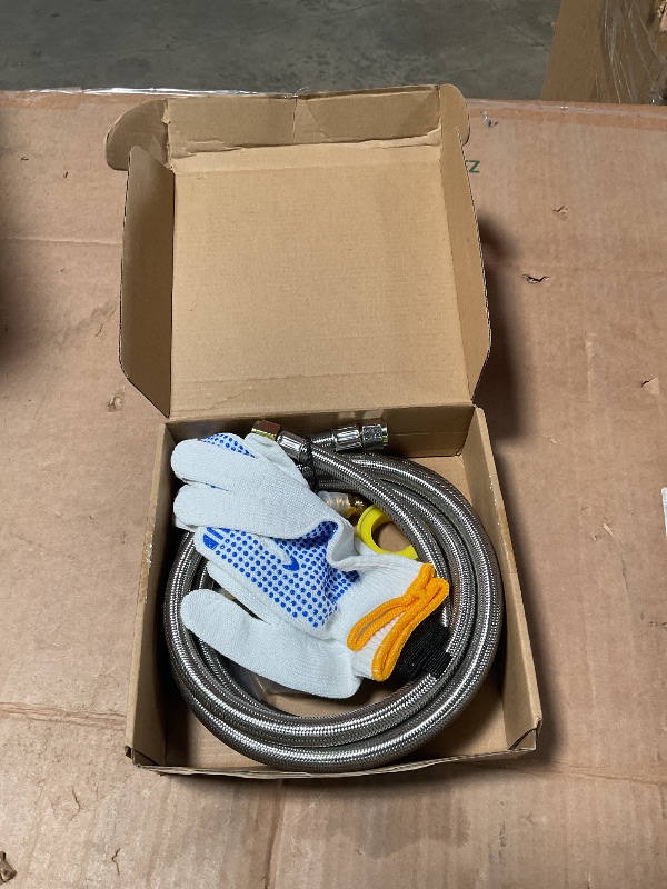 Photo 1 of 10 Feet High Pressure Braided Propane Hose Extension with Conversion Coupling 3/8" Flare to 1/2" Female NPT, 1/4" Male NPT, 3/8" Male Flare for RV, Cooker, Propane Fire Pit, Heater