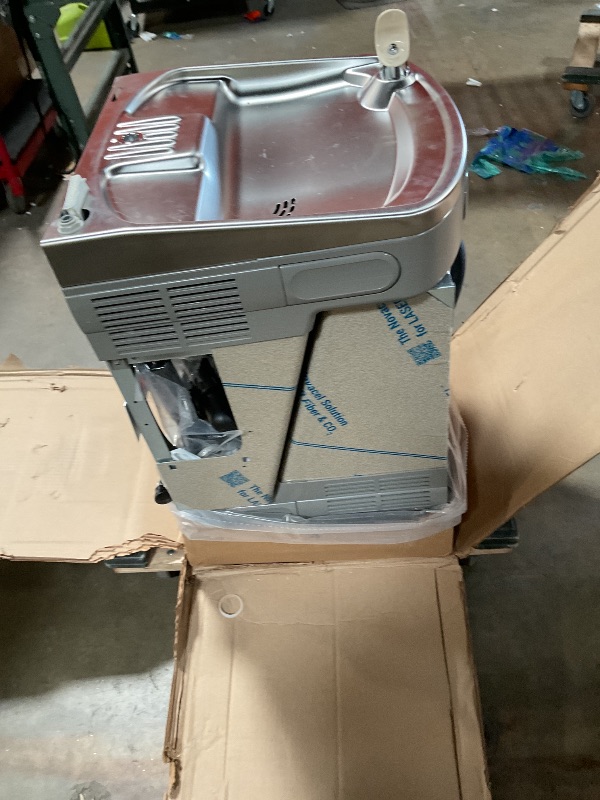 Photo 1 of ***FOR PARTS ONLY/ DAMAGED (BROKEN)*** Elkay LZSTL8WSLK Filtered Bi-Level Fountain & EZH2O Bottle Filler, Lt. Gray 120V