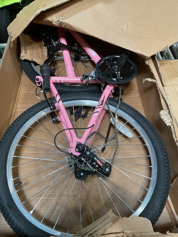 Photo 1 of **FOR PARTS ONLY/ MISSING ASSEMBLY PIECES** HILAND Bamcbase Womens Mountain Bike, 24 Inch 18 Speeds Hybrid Commuter Bicycle for Adults, Sport Hardtail Trail MTB Pink