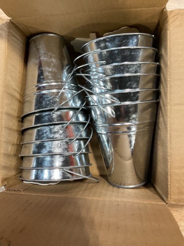 Photo 1 of 12PCS Small Galvanized Metal Buckets with Handle 12Chalkboard Clips, 5 x 4.5X 2.5 Inch Mini Metal Buckets Bulk Mini Pail Ice for Party Crafts Favors Plant Flower Sand Candy