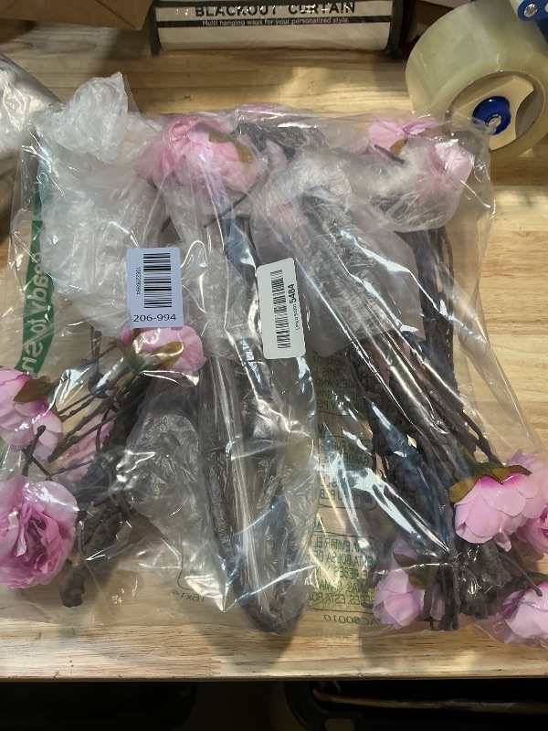 Photo 1 of 1PCS 300cm/118inch Large Flexible Artificial Tree Fall Vines Twine Wood Branches with Peony Flowers Garland Twig Reptile Climbing Fake Plants for Wedding Arch Christmas Wall Door Hanging Decoration