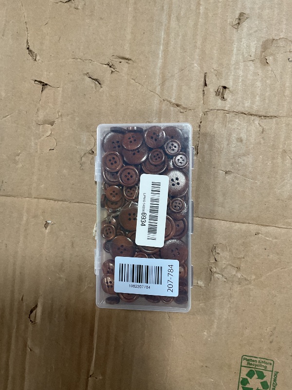 Photo 1 of 100 Pcs Wooden Buttons 4 Hole Round Buttons Bulk Brown Wooden Sewing Replacement Button Wood Sewing Button 1/2 Inch to 1 Inch (4 Size) for DIY Crafts Sewings Project