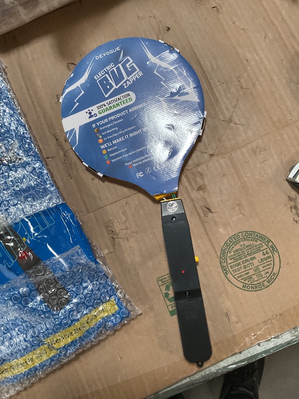 Photo 1 of **BROKEN AT NECK**DEVOGUE® Electric Fly Swatter - Weight Like Apple - 2AA Battery Powered (not incl.) - 3-Layer Protection Grid Bug Zapper Racket for Home Bedroom Kitchen Office Backyard Patio Indoor Outdoor