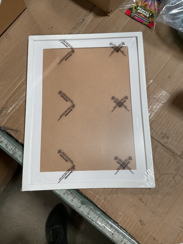 Photo 1 of **SLIGHT BENDS IN FRAME**Fxojyvo Engineered Wood 12x16 Frame White, Display Picture 10x14 with Mat or 12 x 16 Without Mat, Picture Frame with Wood-grain for Diamond Art Painting 30x40cm - 1 Pack