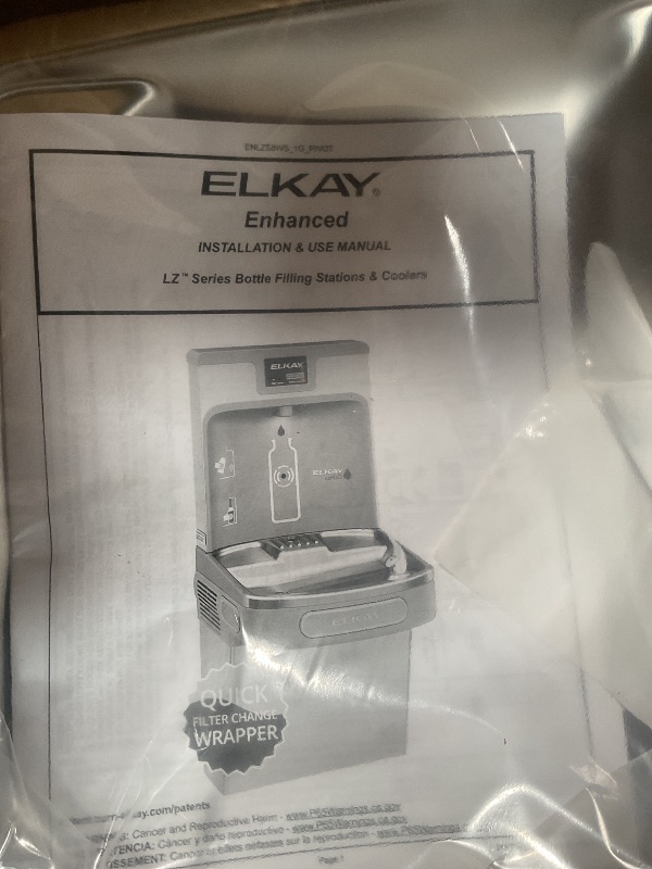 Photo 1 of **POSSIBLY FOR PARTS (DAMAGED) /MISSING ASSEMBLY PIECES*** Elkay LZS8WSLP Enhanced Bottle Filler & Single ADA Cooler Refrigerated Light Gray Granite High Capacity Lead Drop Down Wrapper