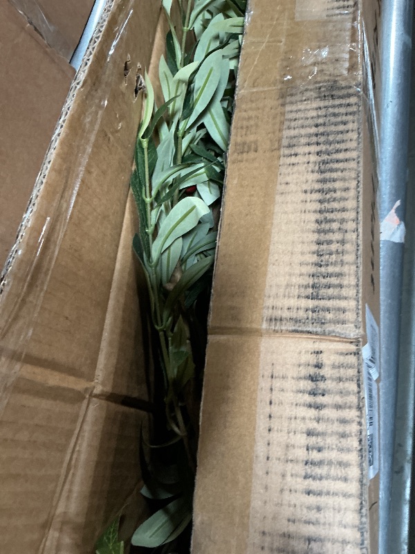Photo 1 of **HAS DAMAGES (BROKEN PIECE) / ALSO BENT *** Bellacat Faux Olive Tree 6ft?Olive Trees Artificial Indoor with Natural Wood Trunk and Realistic Leaves and Fruits. 6 Feet(72in) Fake Olive Tree for Home House Office Décor.