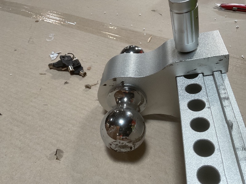 Photo 1 of ** DIRT/SCRAPES **Mmtowus Adjustable Trailer Hitch - Drop Hitch 2.5 Inch Receiver, Heavy Duty Aluminum Tow Hitches with 6" Drop/Rise, (2" & 2-5/16") Chrome Plated Steel Dual Ball Mount, Two Anti-Theft Hitch Pin Locks