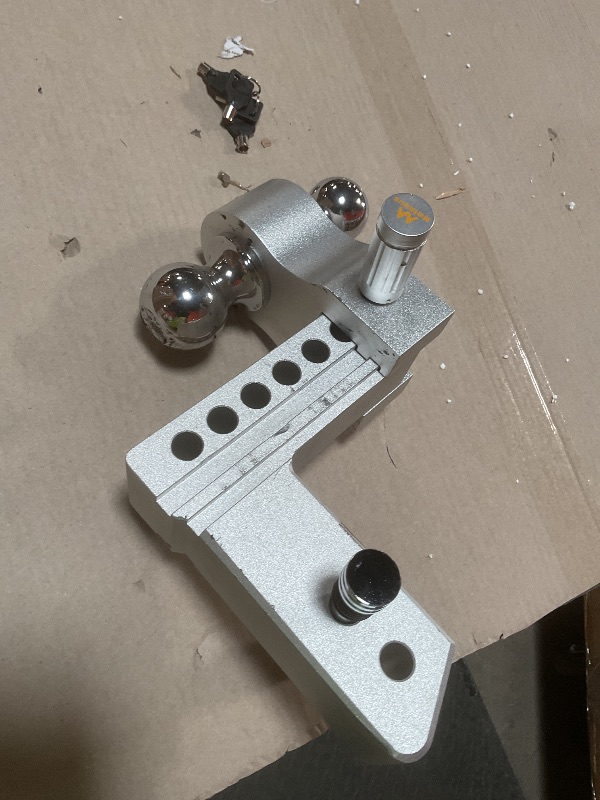 Photo 1 of ** DIRT/SCRAPES **Mmtowus Adjustable Trailer Hitch - Drop Hitch 2.5 Inch Receiver, Heavy Duty Aluminum Tow Hitches with 6" Drop/Rise, (2" & 2-5/16") Chrome Plated Steel Dual Ball Mount, Two Anti-Theft Hitch Pin Locks