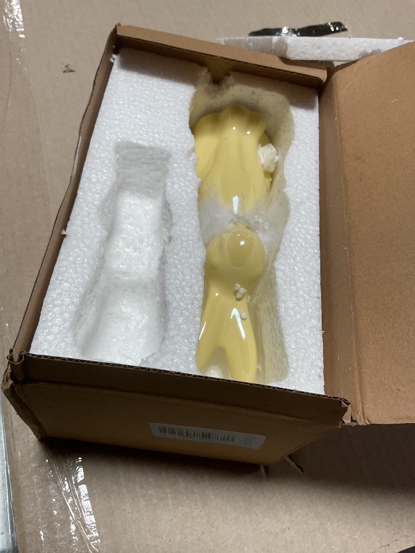 Photo 1 of ** missing small rabbit**RM ROOMERS 2PCS Easter Bunny Figurine Decoration, Yellow Ceramic Rabbit Statues with White Fluff on Neck, Porcelain Bunnies Spring Gifts for Indoor Tabletop Home Aesthetic Decor Farmhouse Wedding