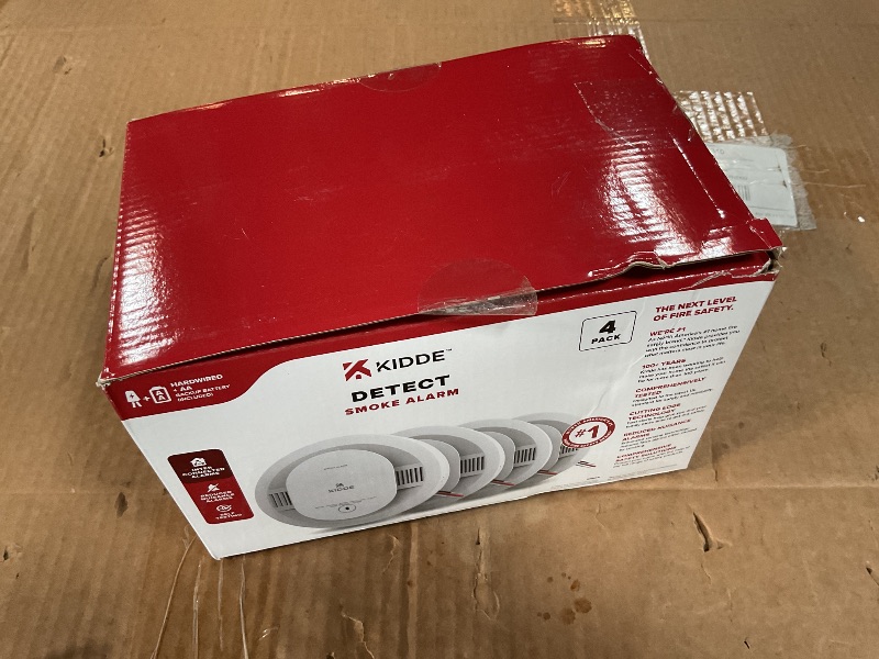 Photo 1 of **1 BROKEN*** Kidde Hardwired Smoke Detector, AA Battery Backup, Interconnectable, LED Warning Light Indicators, 4 Pack