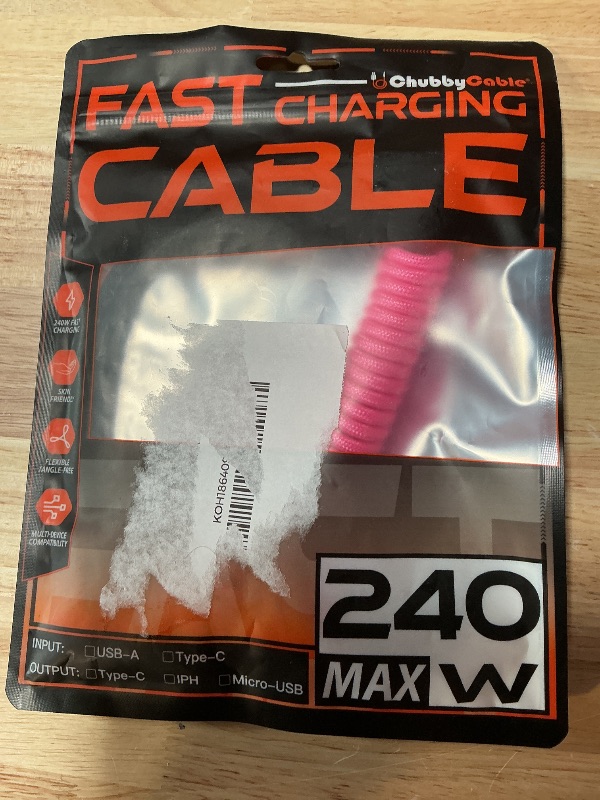 Photo 1 of ***MODEL COMPATIBILITY MAY DIFFER*** chubbycable Curly Chubby 120W Coiled USB C Cable Retractable Fast Charging Cable for Car Charger Cord Compatible with iPhone 17-15 Series, Pink+Black, USB-A to Type-C, 2.29FT-3.6FT