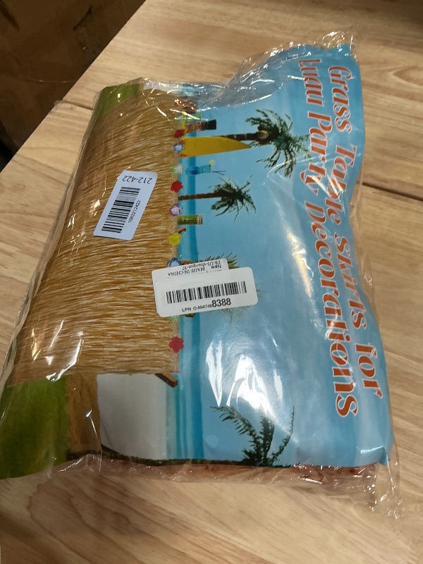 Photo 1 of 2 Pack Table Skirt Luau Party Decorations, Flower 53.2" X 29.5" Grass Table Skirts for Luau Party Summer Tropical Hawaiian Party Decorations (A-2 Pack)