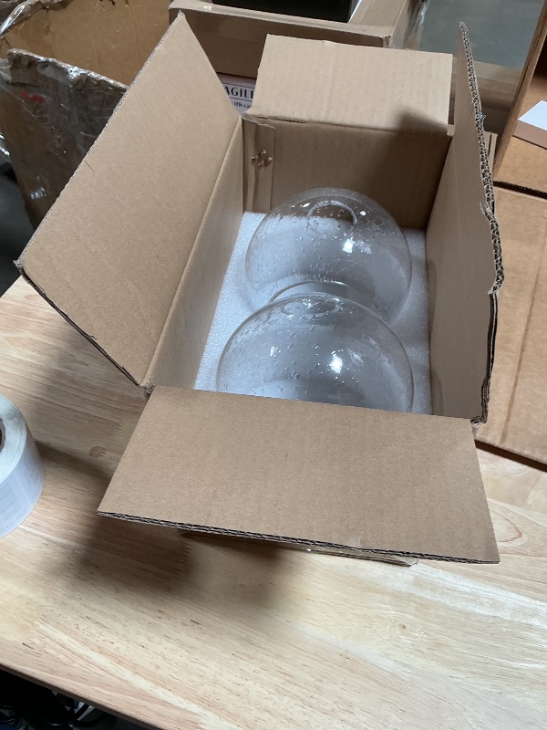 Photo 1 of 2 Pack Clear Seeded Glass Shades Globes, Glass Lamp Shade Covers Replacements for Light Fixtures, 1.65 Inch Fitter Transparent Lampshades for Chandelier Wall Sconces Vanity Lights Pendant Lights