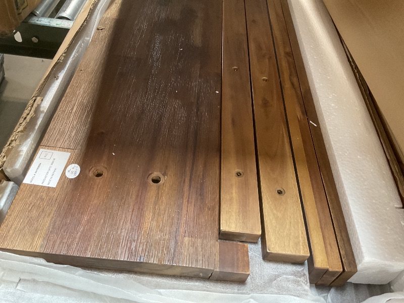 Photo 1 of ** SELLING AS PARTIAL SET. BOX A OF SET **Alaterre Furniture Bethel Hall Tree with Bench – Rustic 70-Inch Entryway Organizer with 7 Metal Double Coat Hooks, Solid Wood Bench and Storage Shelves for Mudroom or Hallway (Natural Aged Brown)