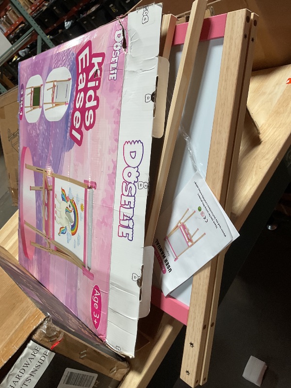 View 2 of ***MAJOR DAMAGE/LEG SUPPORT***Easel for Kids Toys,Adjustable Wooden Toddler Art Easels, Girls Toys for Ages 5-7,8-13,Magnetic Dry Eraser White Board and Chalk Board with Art Supplies,Kid Easel 4 5 6 7 8 9 10 Year Old Girl Gifts