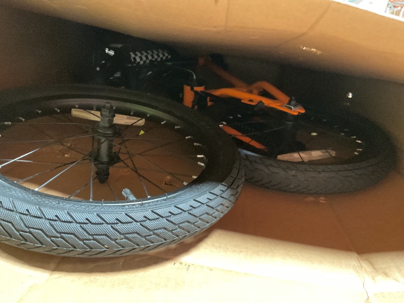 Photo 1 of **FOR PARTS/ MISSING ASSEMBLY PIECES*** vollsch BMX Style Kids Bike for 2-8 Years Old Boys Girls 16 Inches Toddlers Bicycle with Coaster Brake Training Wheels, Orange